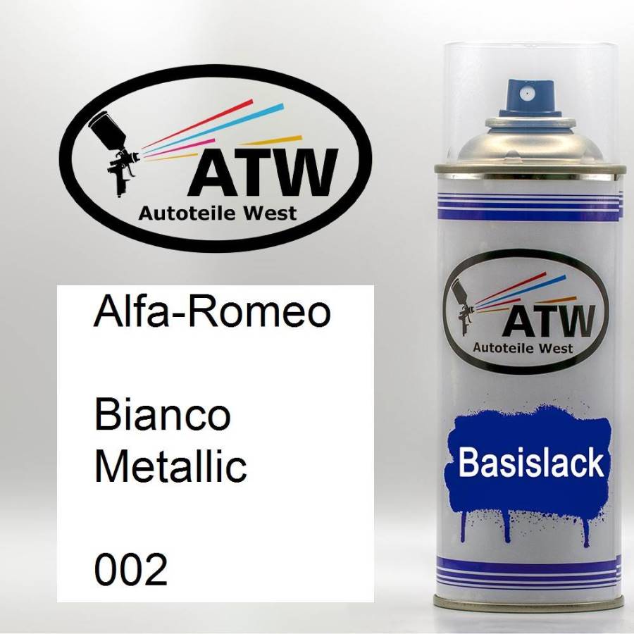 Alfa-Romeo, Bianco Metallic, 002: 400ml Sprühdose, von ATW Autoteile West.